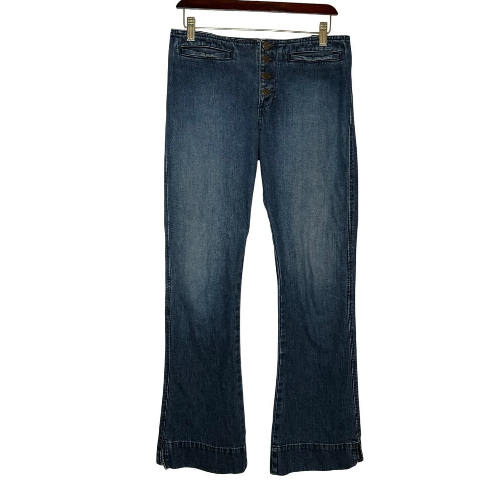 Abercrombie Button Fly Flare Jeans Size‎ 4 Medium Wash Y2K Boho Retro Denim